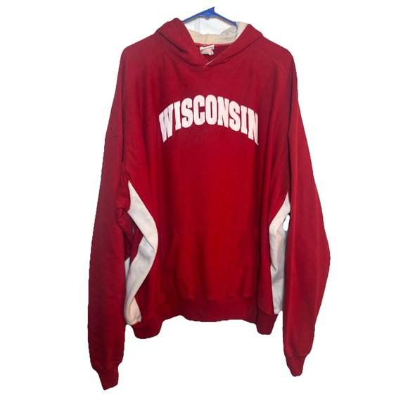 Vintage Wisconsin Badgers Hoodie 4XL Red White Pullover Badger Sport USA Made - Picture 1 of 7
